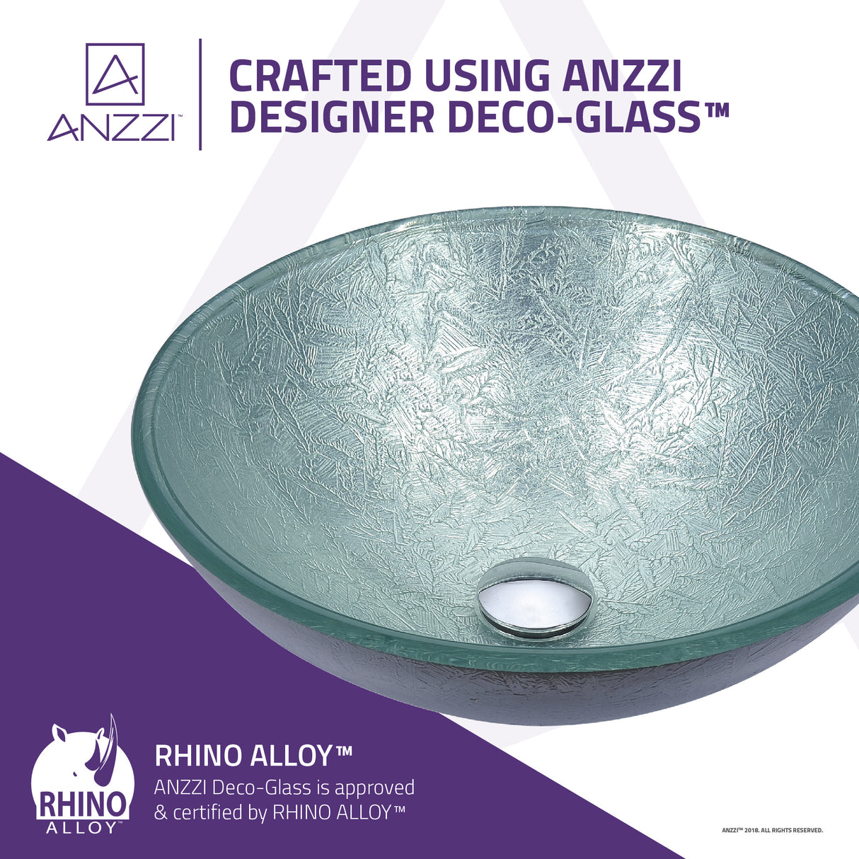 ANZZI LS-AZ296 Posh Series Deco-Glass Vessel Sink in Glacial Silver