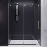 ANZZI MNSD-AZ13-02BN Padrona Series 60 in. by 76 in. Frameless Sliding Shower Door in Brushed Nickel with Handle
