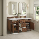 Lorelai 60" Double Vanity, Mid-Century Walnut w/ 3 CM Ethereal Noctis Silestone Top