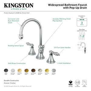 Kingston Brass KS2986AL Governor Widespread Bathroom Faucet, Polished Nickel