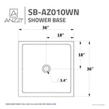 ANZZI SB-AZ010WN Valley Series 38 in. x 38 in. Shower Base in White