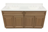 J&K Cabinetry 60" Cinnamon Double Vanity - Warm Wood Finish with Cultured Marble Top