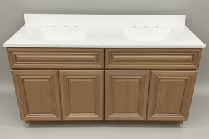60" J&K Cinanmon Vanity Set With Cultured Marble Top
