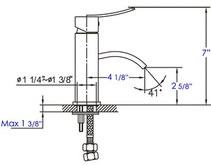 ALFI brand AB1258-BN Brushed Nickel Square Body Curved Spout Single Lever Bathroom Faucet