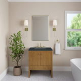 Hudson 30" Single Vanity, Honey Oak w/ 3 CM Charcoal Soapstone Silestone Top