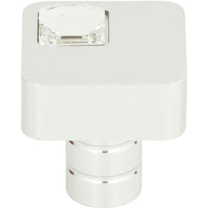 Atlas Homewares Crystal Off Center Square Knob 1 Inch Matte Chrome