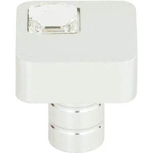 Atlas Homewares Crystal Off Center Square Knob 1 Inch Matte Chrome