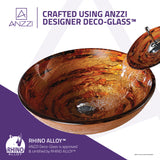 ANZZI LS-AZ061 Stanza Series Vessel Sink in Brown with Pop-Up Drain and Matching Faucet in Lustrous Brown