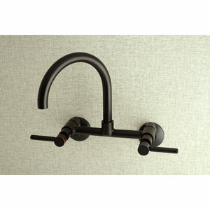 Kingston Brass Concord 8-Inch Adjustable Center Wall Mount Kitchen Faucet, Matte Black