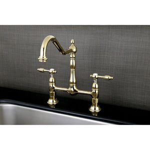 Kingston Brass KS1172TAL Tudor Bridge Kitchen Faucet, Polished Brass