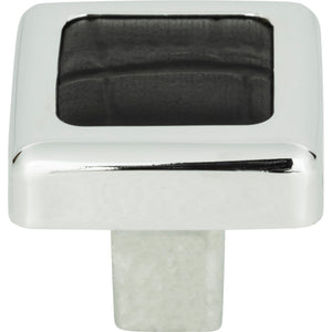 Atlas Homewares Paradigm Square Knob 1 1/4 Inch CH & Black Croc Leather