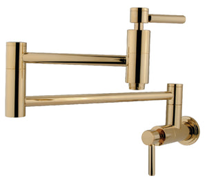 Kingston Brass KS8102DL Concord Wall Mount Pot Filler Kitchen Faucet, Polished Brass