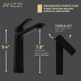 ANZZI L-AZ904MB Single Handle Single Hole Bathroom Vessel Sink Faucet With Pop-up Drain in Matte Black