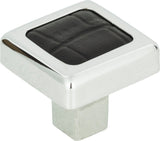 Atlas Homewares Paradigm Square Knob 1 1/4 Inch CH & Black Croc Leather