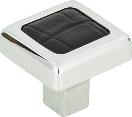 Atlas Homewares Paradigm Square Knob 1 1/4 Inch CH & Black Croc Leather