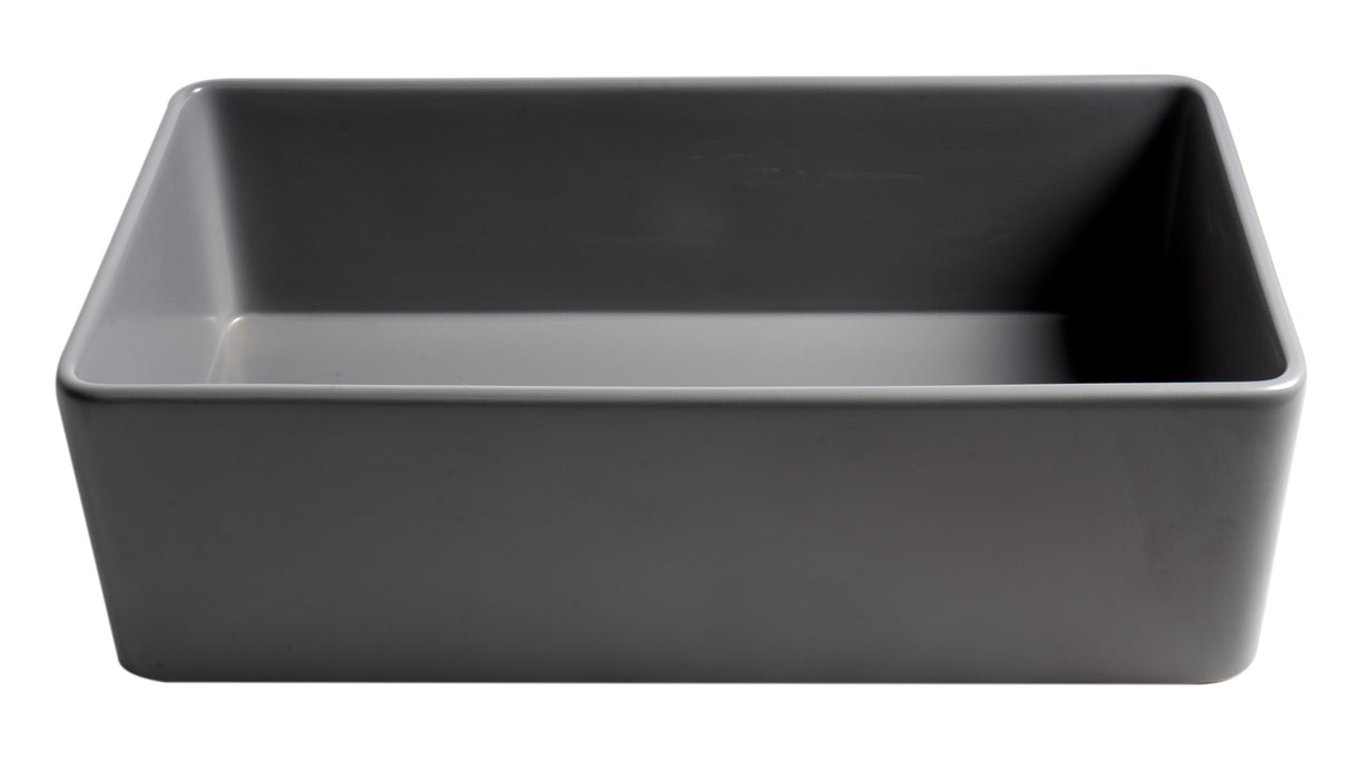 Gray Matte Smooth Apron 33" x 18" Single Bowl Fireclay Farm Sink