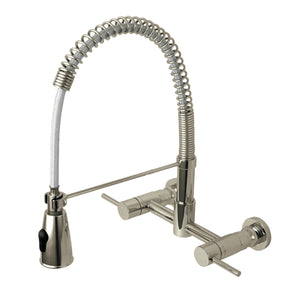 Gourmetier GS8288DL Concord 2-Handle Wall Mount Pull-Down Kitchen Faucet, Brushed Nickel