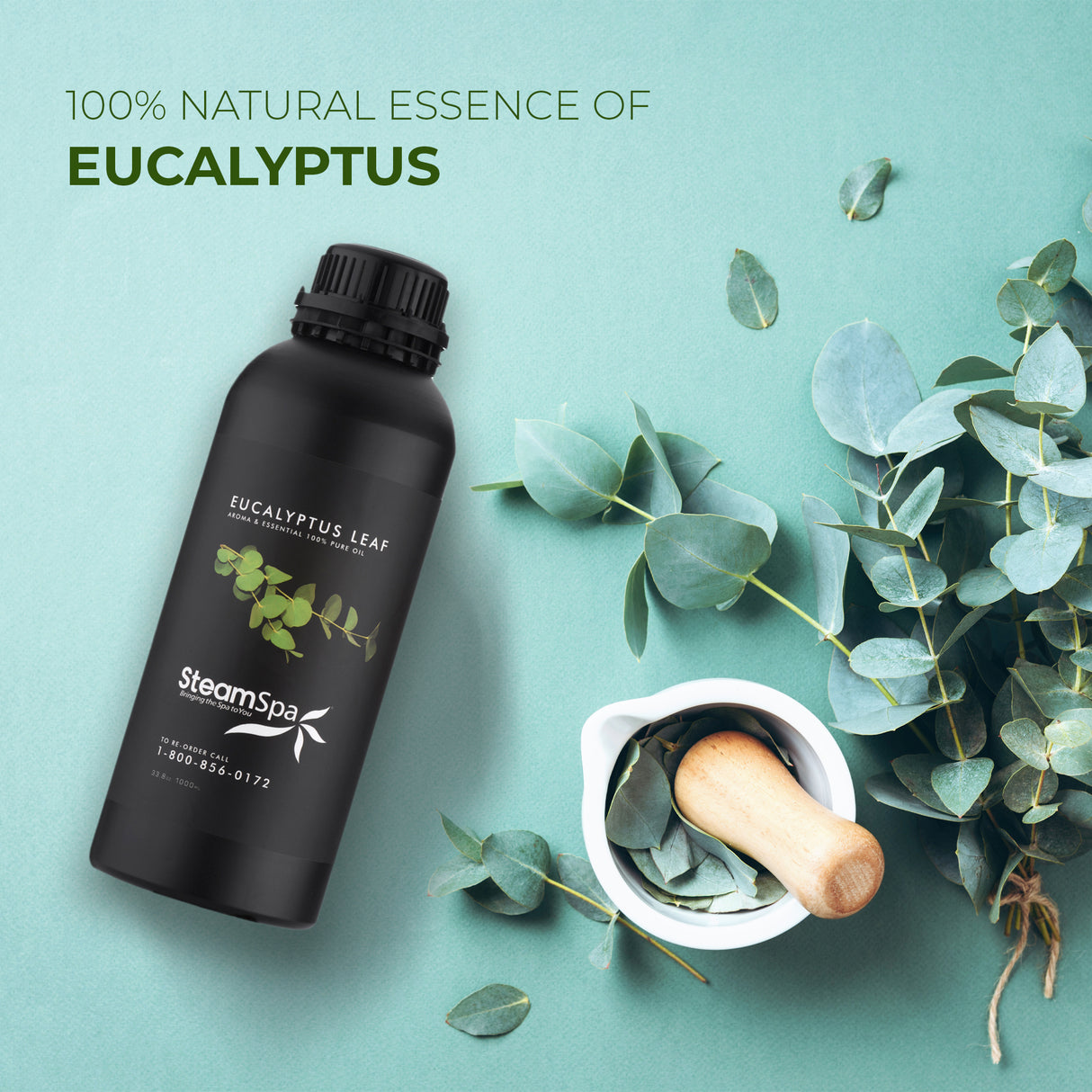 100% Natural Essence of Eucalyptus 1000ml Aromatherapy Bottle G-OILEUC1K