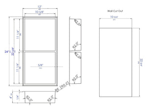 ALFI brand 12 x 24 Black Matte Stainless Steel Vertical Double Shelf Bath Shower Niche