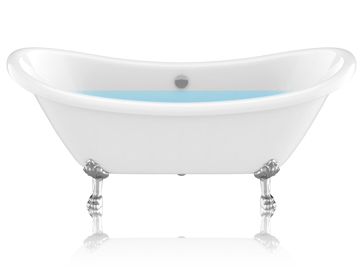 ANZZI FT-CF130LXFT-CH 69.29” Belissima Double Slipper Acrylic Claw Foot Tub in White