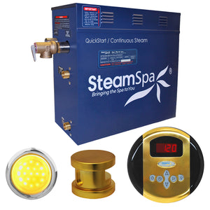 SteamSpa Indulgence 7.5 KW QuickStart Acu-Steam Bath Generator Package in Polished Gold IN750GD
