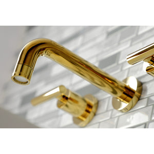 Kingston Brass KS8122CML Manhattan 2-Handle 8 in. Wall Mount Bathroom Faucet, Polished Brass