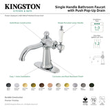 Kingston Brass KSD154KLAB Nautical Single-Handle Bathroom Faucet with Push Pop-Up, Antique Brass
