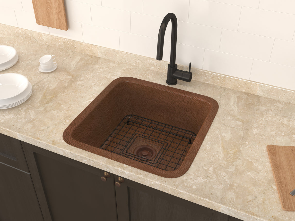 ANZZI SK-026 Malta Drop-in Handmade Copper 19 in. 0-Hole Single Bowl Kitchen Sink in Hammered Antique Copper