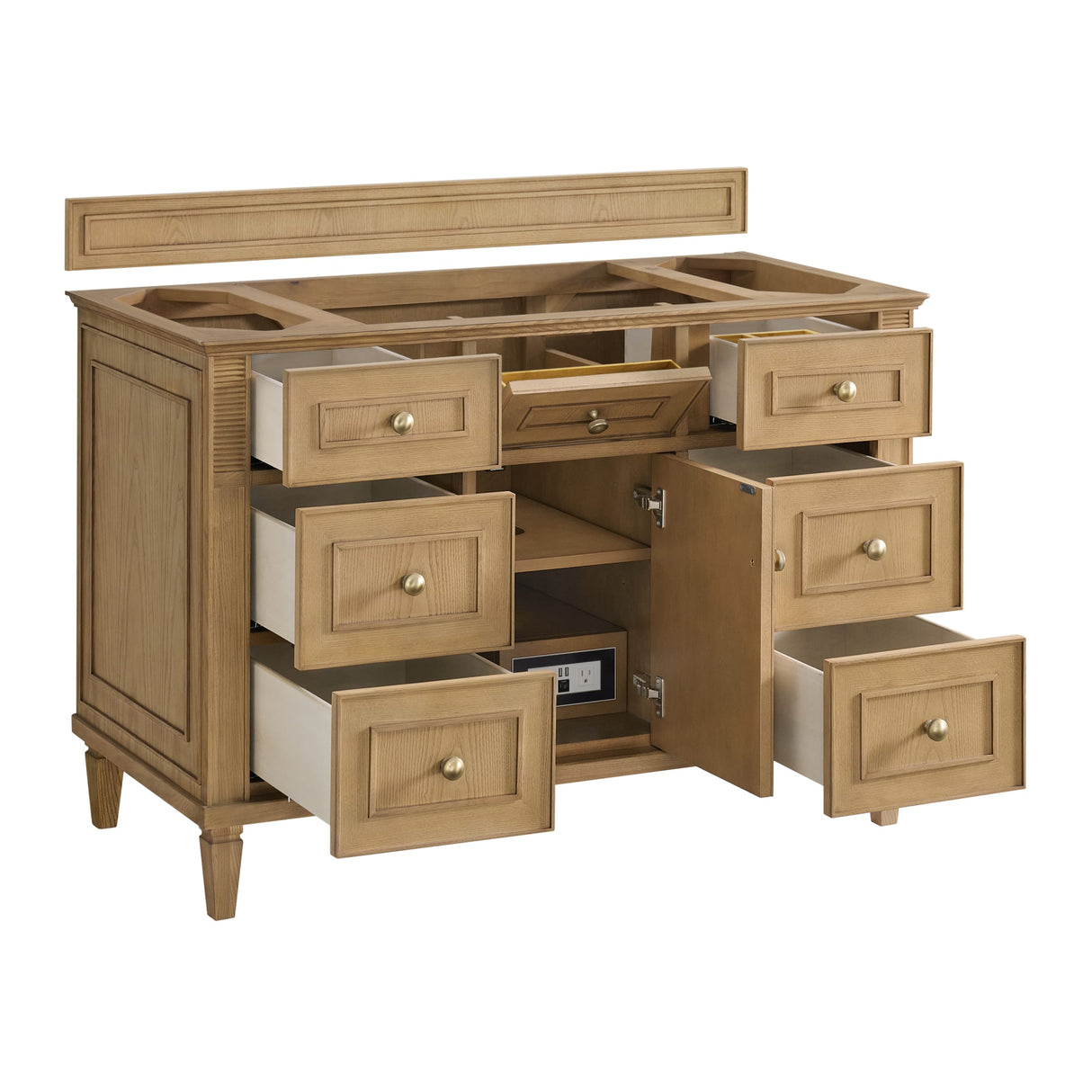 Lorelai 48" Single Vanity, Light Natural Oak w/ 3 CM Charcoal Soapstone Silestone Top
