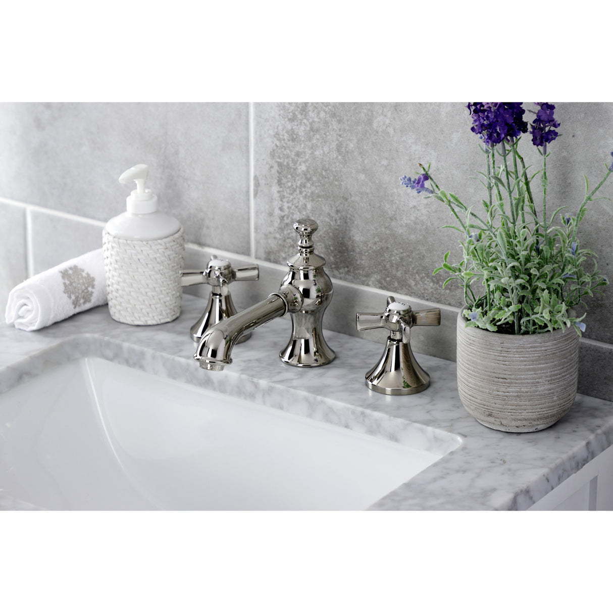 Kingston Brass KC7066ZX 8 in. Widespread Bathroom Faucet, Polished Nickel