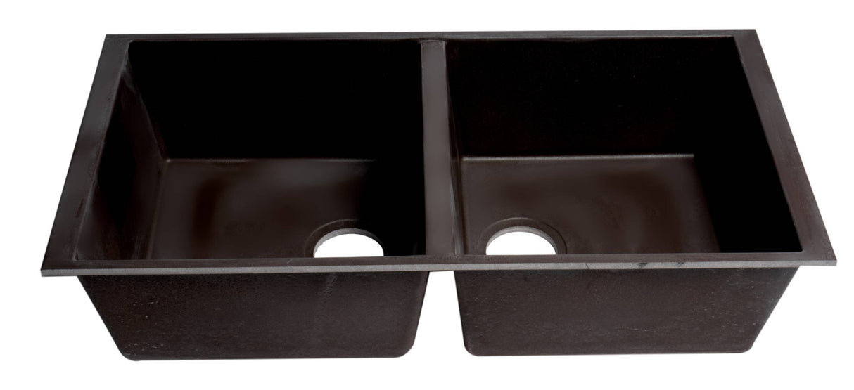 ALFI brand AB3420UM-C Chocolate 34" Undermount Double Bowl Granite Composite Kitchen Sink
