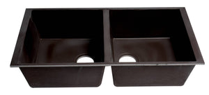 ALFI brand AB3420UM-C Chocolate 34" Undermount Double Bowl Granite Composite Kitchen Sink