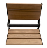 Black Matte 17" Wide Foldable Teak Shower Seat with Backrest