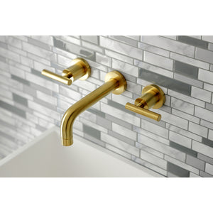 Kingston Brass KS8127CML Manhattan 2-Handle 8 in. Wall Mount Bathroom Faucet, Brushed Brass