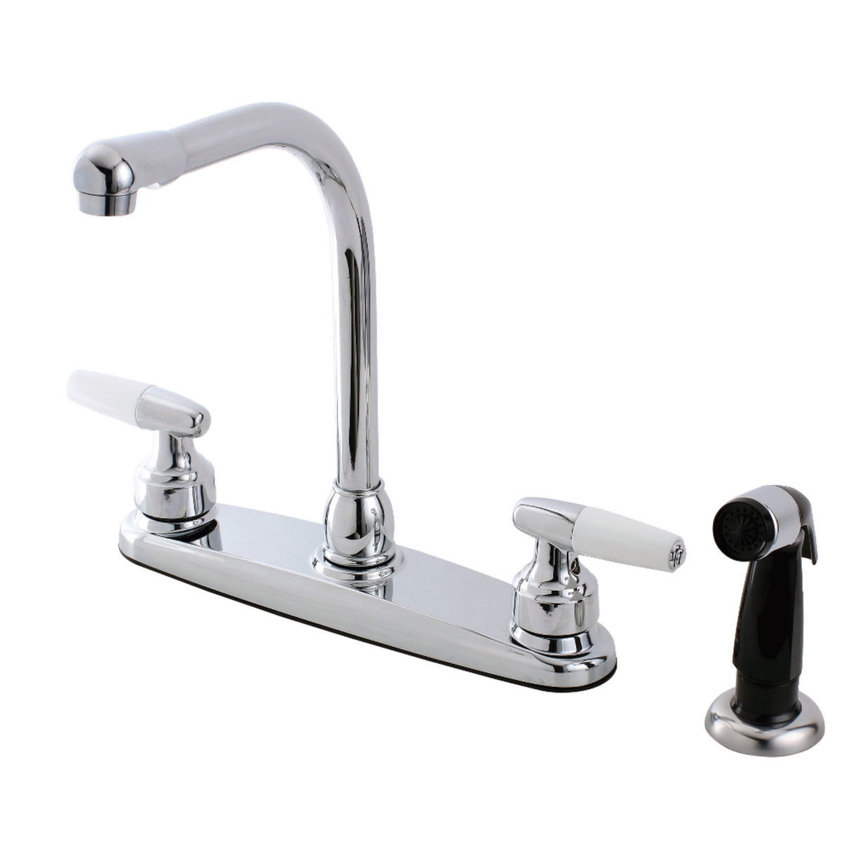 Kingston Brass FB751 Americana 8-Inch Centerset Kitchen Faucet with Sprayer, Polished Chrome