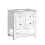 Breckenridge 30" Single Vanity, Bright White w/ 3 CM Victorian Silver Top