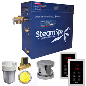 SteamSpa Royal 7.5 KW QuickStart Acu-Steam Bath Generator Package with Built-in Auto Drain in Polished Chrome RYT750CH-A