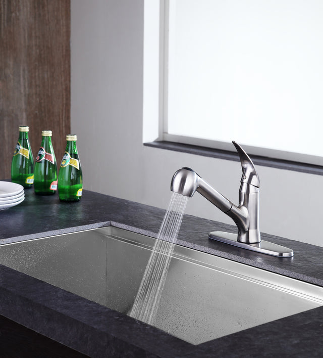 ANZZI KF-AZ204BN Del Acqua Single-Handle Pull-Out Sprayer Kitchen Faucet in Brushed Nickel