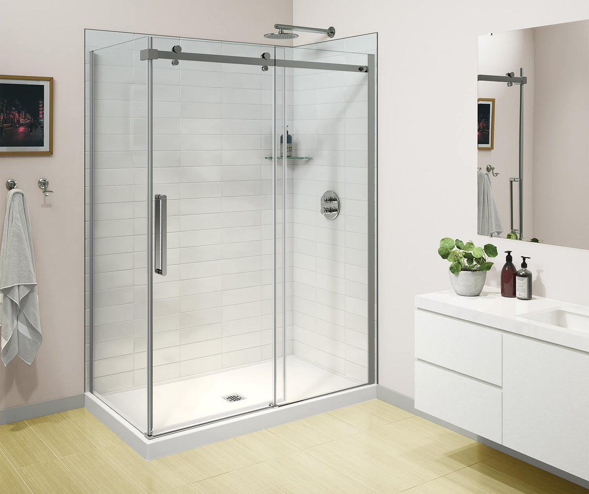 MAAX 138541-810-084-000 Halo Pro GS 56  ½-59 X 78 ¾ in. 8mm Sliding Shower Door for Alcove Installation with GlassShield® glass in Chrome