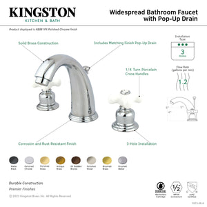 Kingston Brass KB980PX Victorian 2-Handle 8 in. Widespread Bathroom Faucet, Matte Black