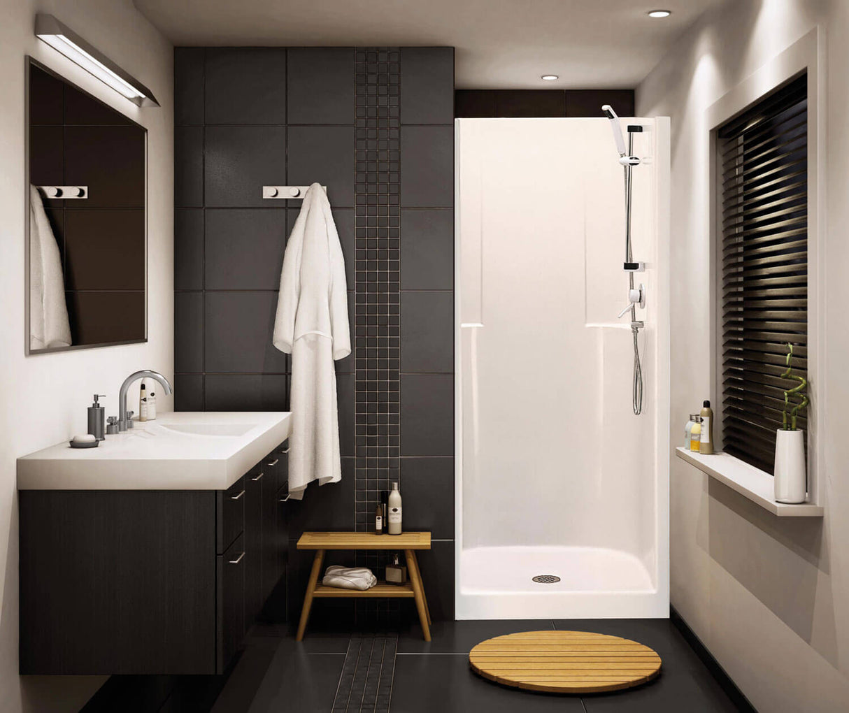 MAAX 107365-000-002-000 Biarritz 85 36 x 35 AcrylX Alcove Center Drain One-Piece Shower in White
