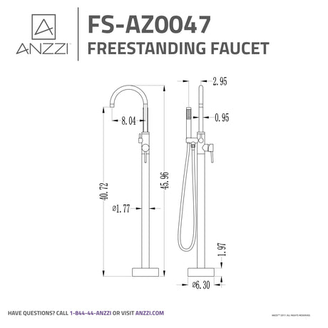 ANZZI FS-AZ0047ORB Coral Series Freestanding Bathtub Faucet in Oil Rubbed Bronze