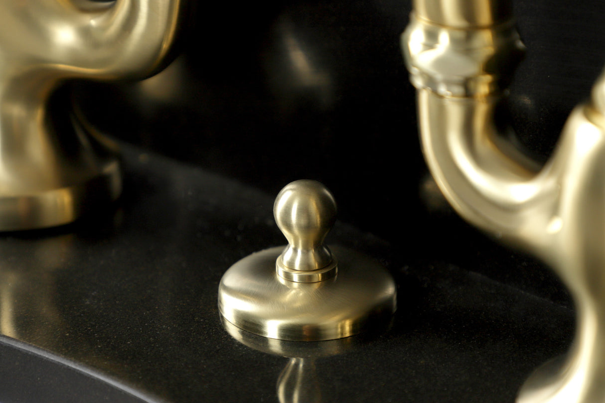 Kingston Brass KS7997AL English Country Bridge Bathroom Faucet with Brass Pop-Up, Brushed Brass