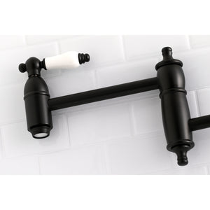 Kingston Brass KS3100PL Restoration Wall Mount Pot Filler Kitchen Faucet, Matte Black