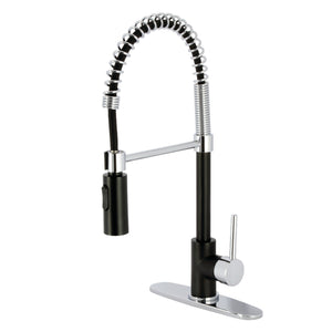 Gourmetier LS8777DL Concord Single-Handle Pre-Rinse Kitchen Faucet, Matte Black/Polished Chrome