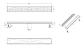 24" Black Matte Stainless Steel Linear Shower Drain with Groove Holes
