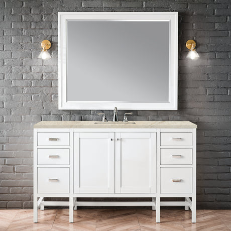 Addison 60" Single Vanity, Glossy White, w/ 3 CM Tajnar Eclos Top