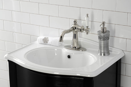 Kingston Brass KSD154KLPN Nautical Single-Handle Bathroom Faucet with Push Pop-Up, Polished Nickel