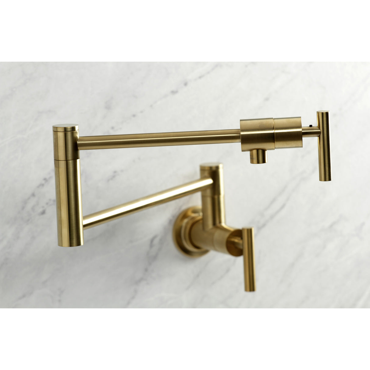 Kingston Brass KS4107CML Manhattan Wall Mount Pot Filler, Brushed Brass