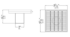 ALFI brand ABSD55D 5" x 5" Square Stainless Steel Shower Drain with Groove Lines